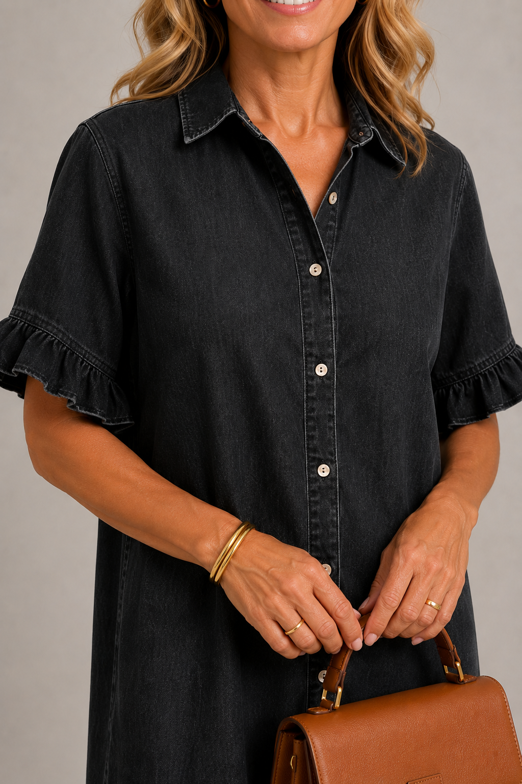 Jildou | Robe midi en denim boutonnée