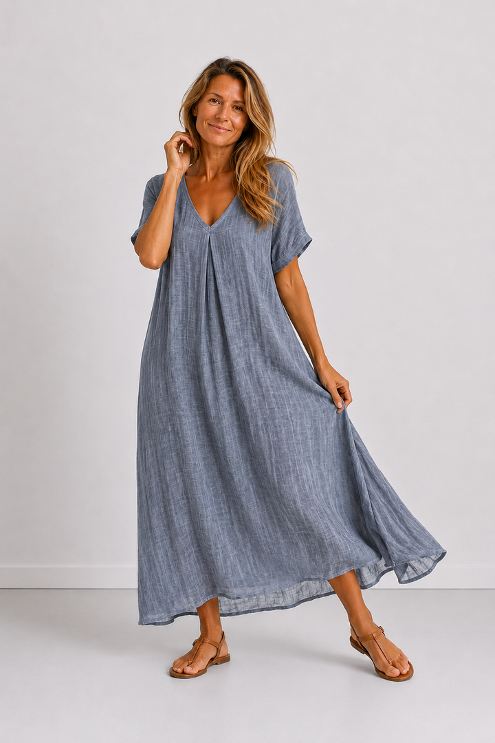 Aukje | Robe longue fluide à col V