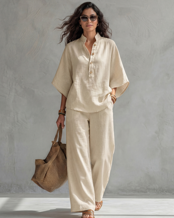 Wilma | Zweiteiliges Leinen-Set mit weitem Bein