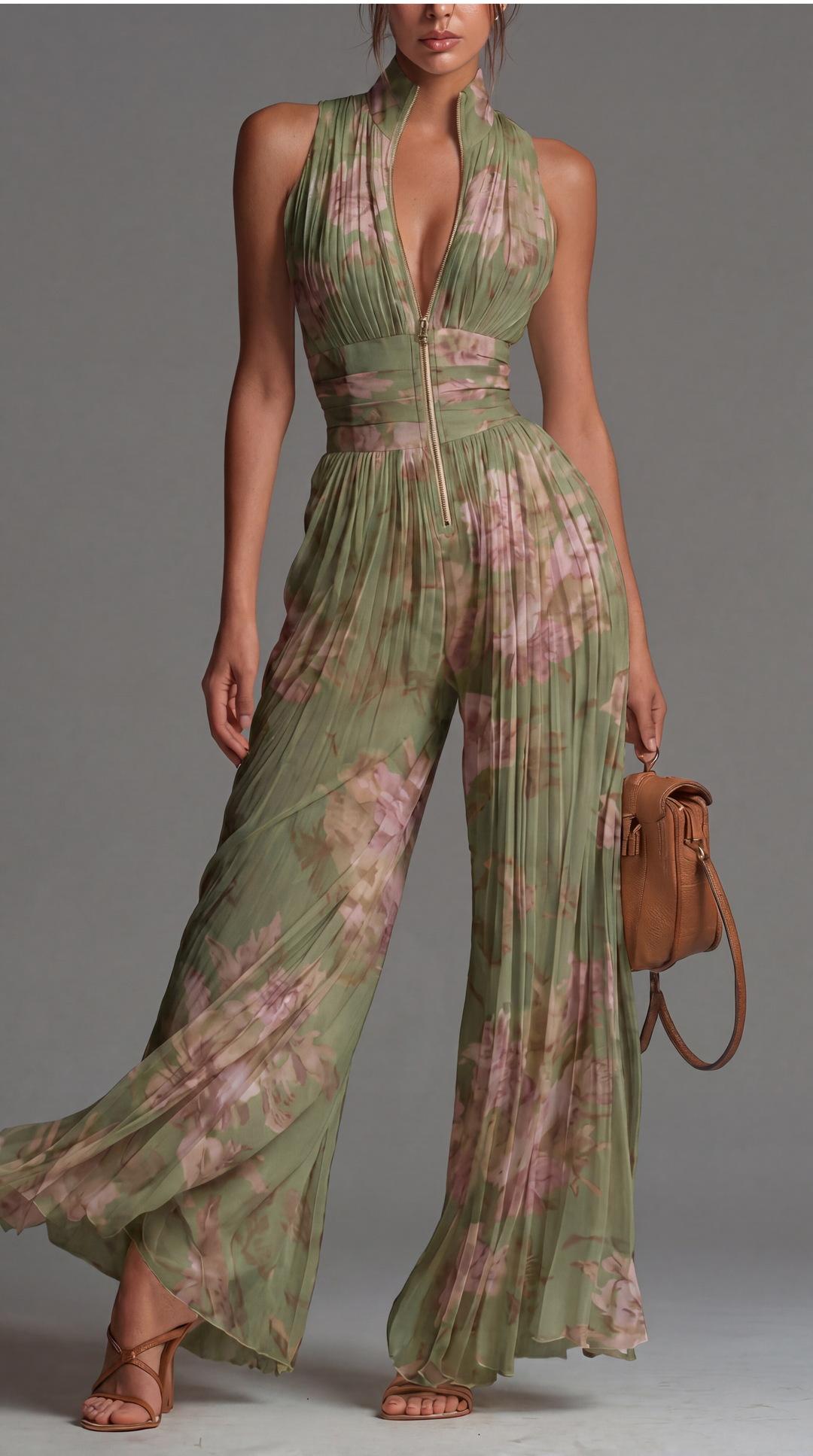 Quirine | Macacão plissado com padrão floral