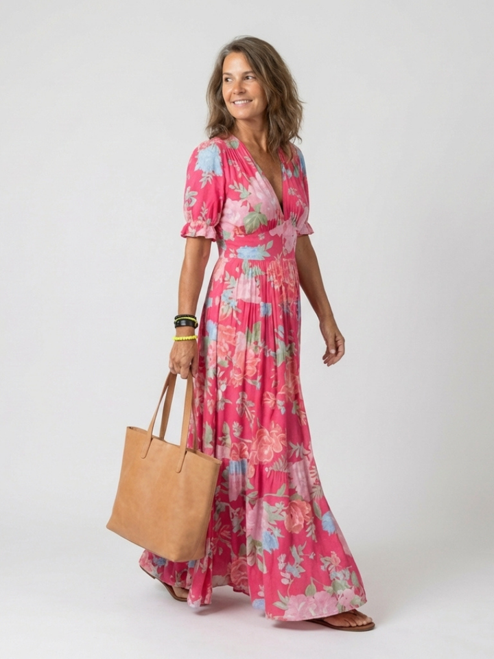 Klaasje | Robe midi fleurie romantique
