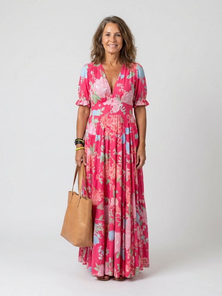 Klaasje | Robe midi fleurie romantique