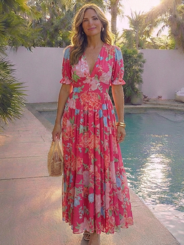 Klaasje | Robe midi fleurie romantique
