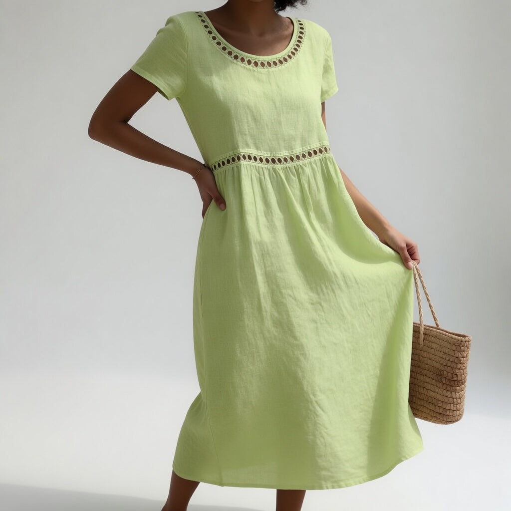 Hester | Robe midi en coton avec broderie