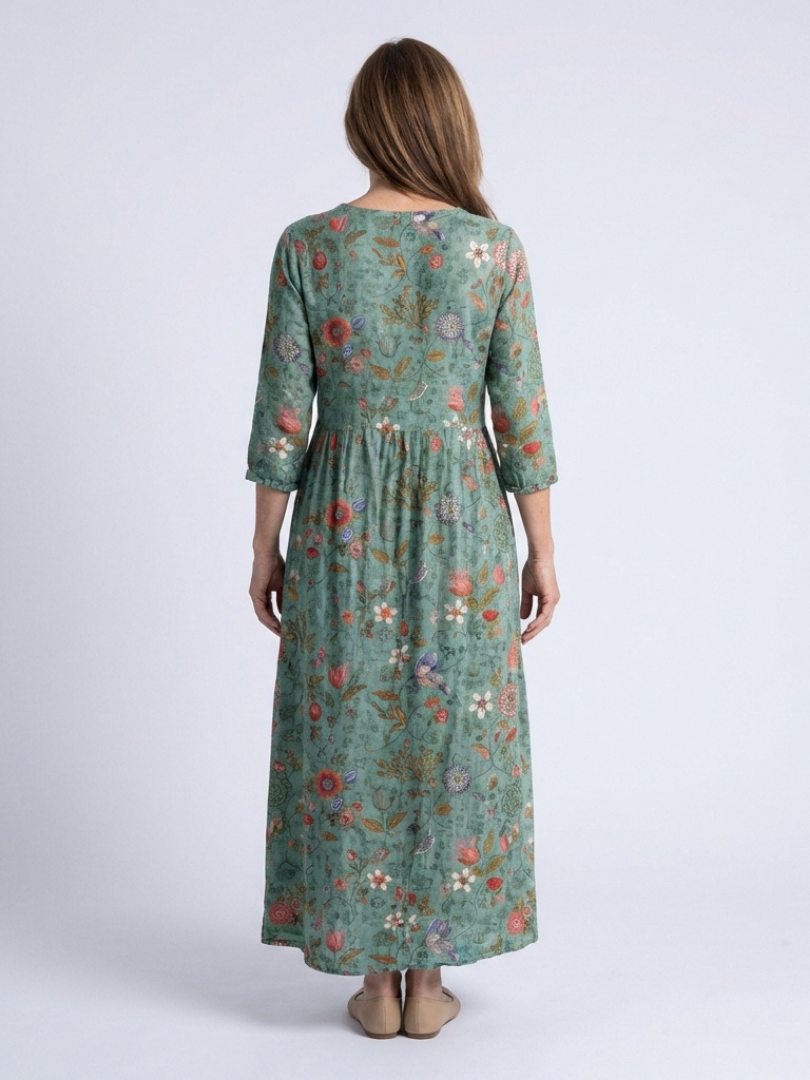 Nynke | Robe longue fleurie à col en V
