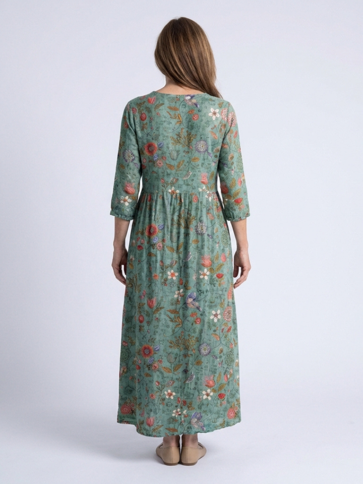 Nynke | Robe longue fleurie à col en V