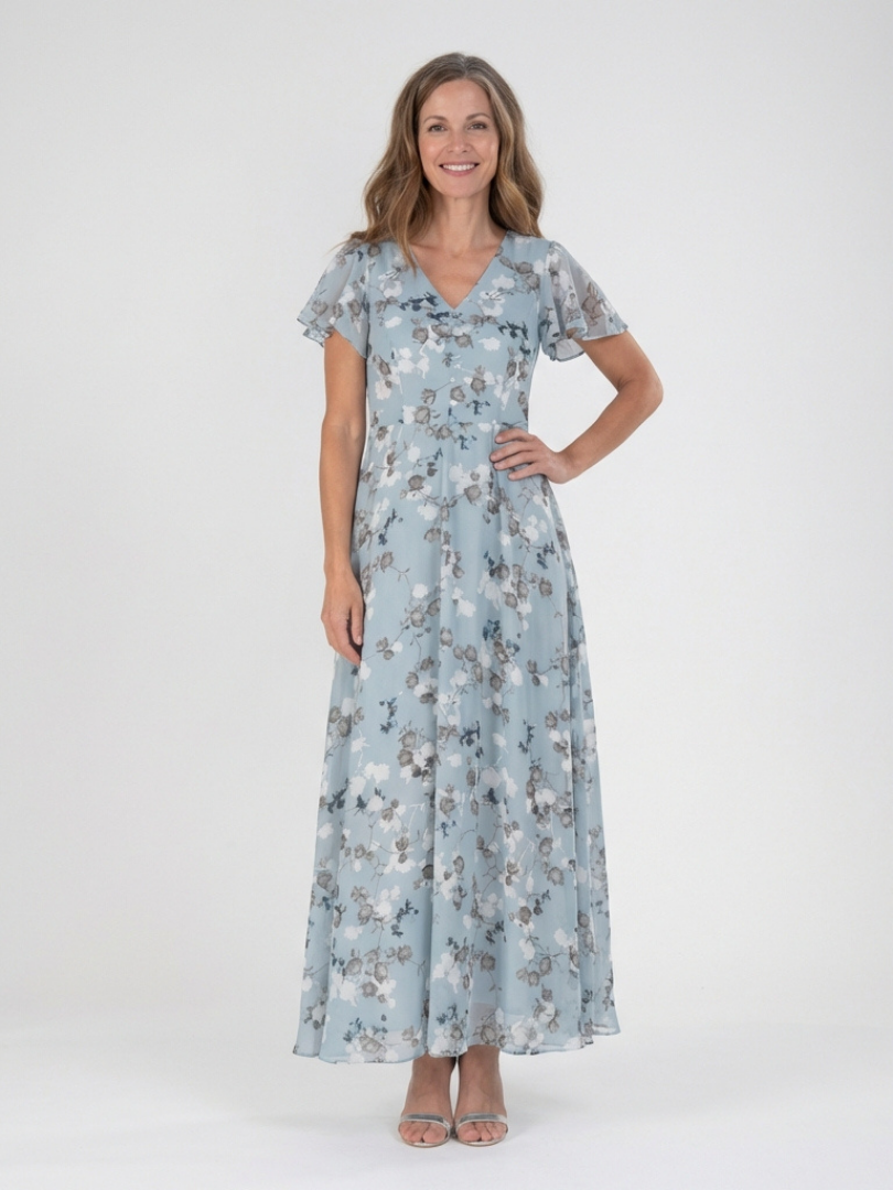 Marlies | Robe longue fleurie en mousseline