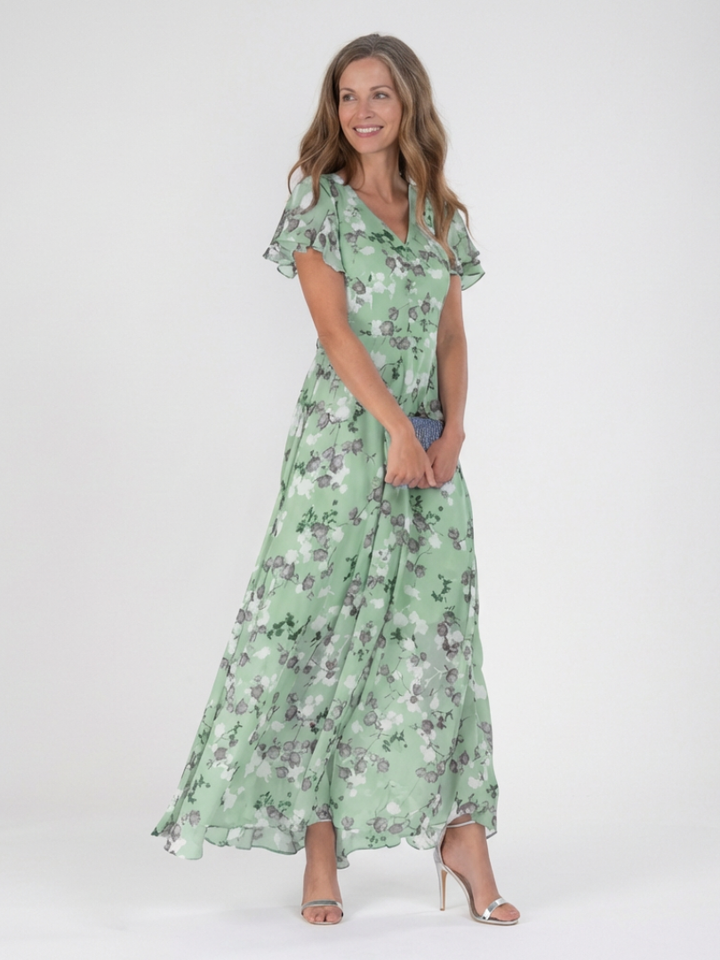 Marlies | Robe longue fleurie en mousseline