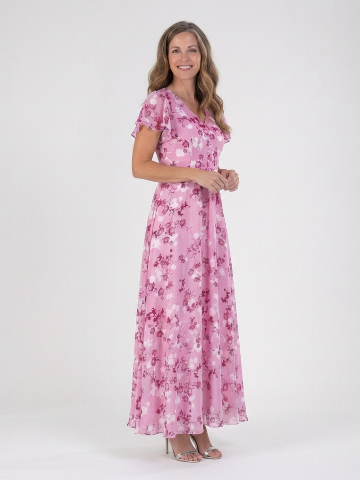 Marlies | Robe longue fleurie en mousseline