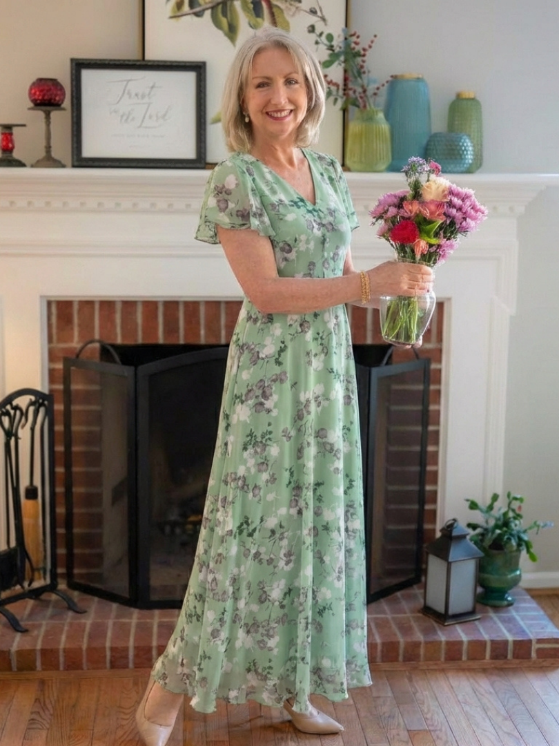 Marlies | Robe longue fleurie en mousseline