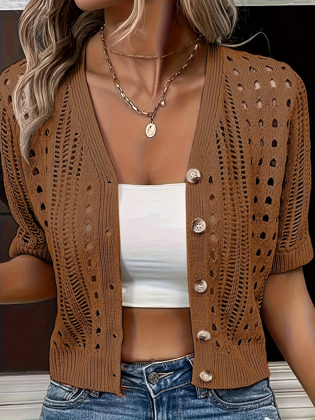 Jet | Gilet court ajouré