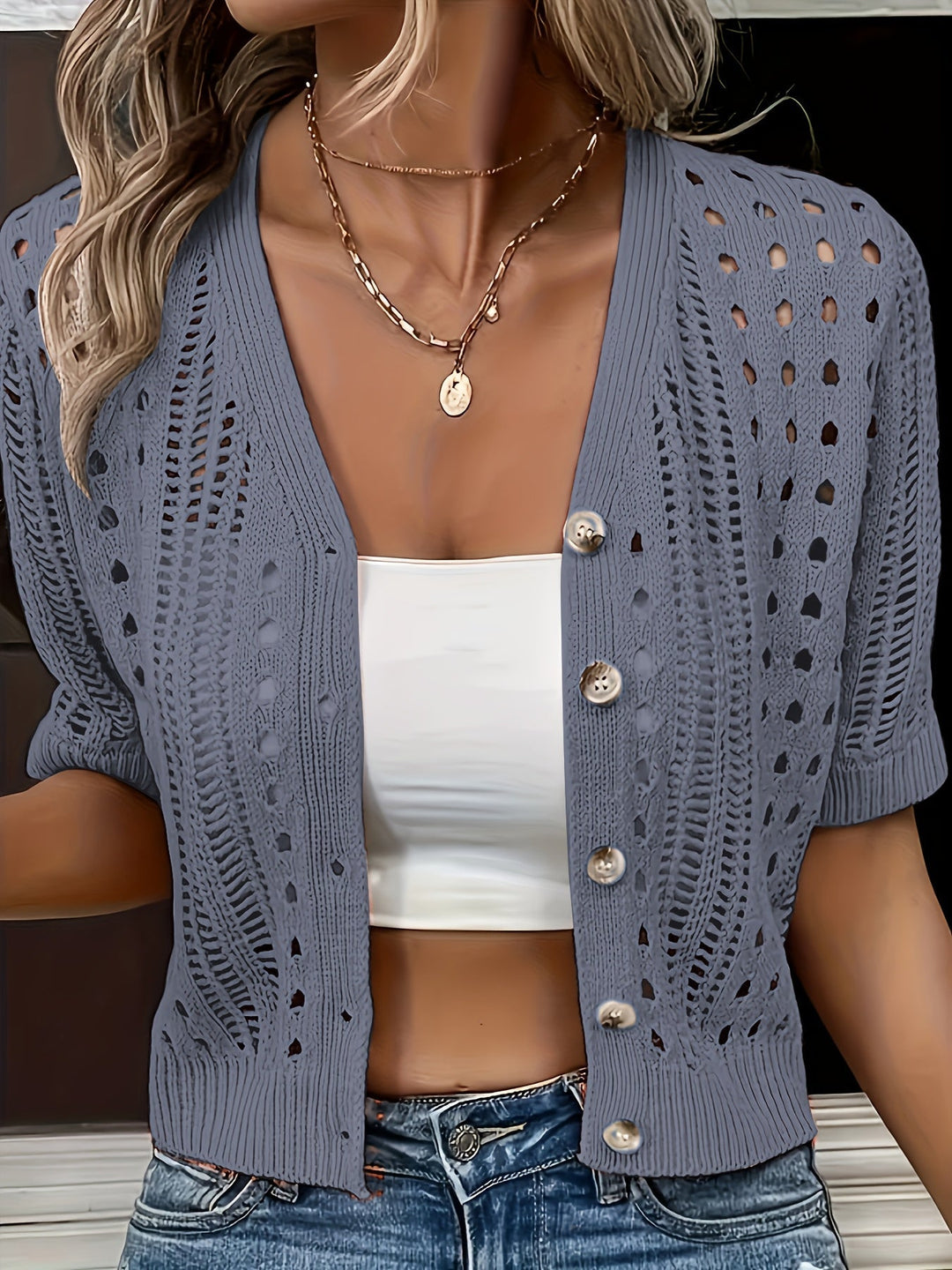 Jet | Gilet court ajouré