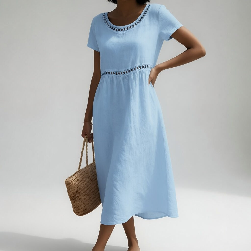 Hester | Robe midi en coton avec broderie