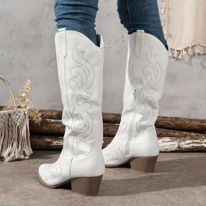 Reina | Hohe Cowboystiefel mit Ziernähten