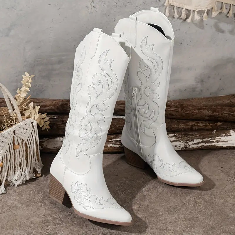 Reina | Hohe Cowboystiefel mit Ziernähten