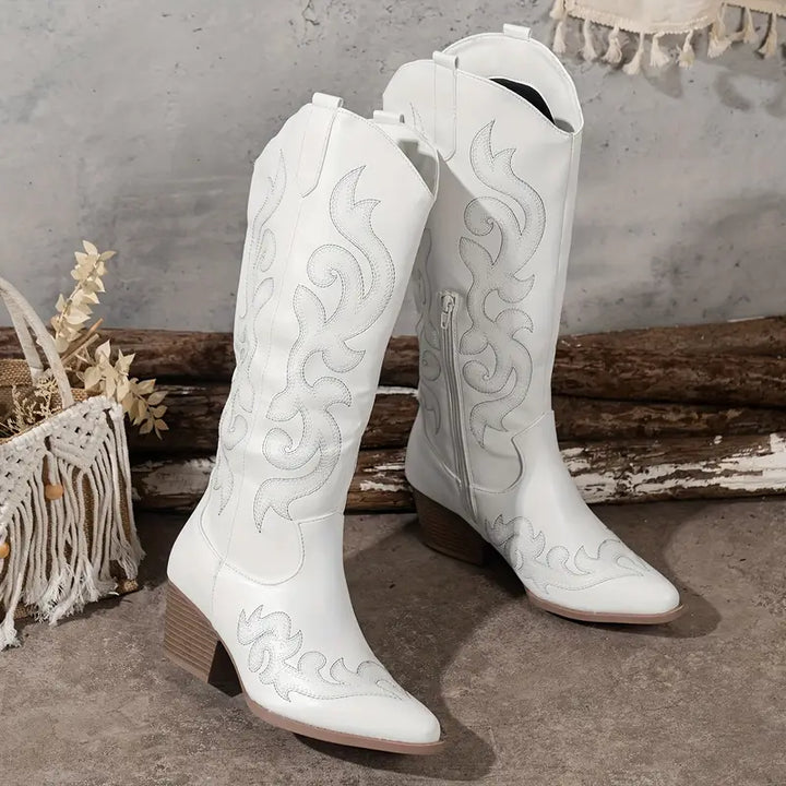 Reina | Hohe Cowboystiefel mit Ziernähten
