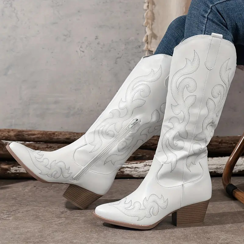 Reina | Hohe Cowboystiefel mit Ziernähten