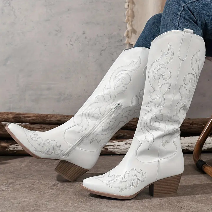 Reina | Hohe Cowboystiefel mit Ziernähten