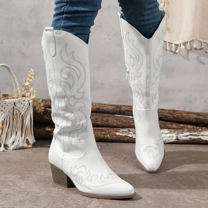 Reina | Hohe Cowboystiefel mit Ziernähten