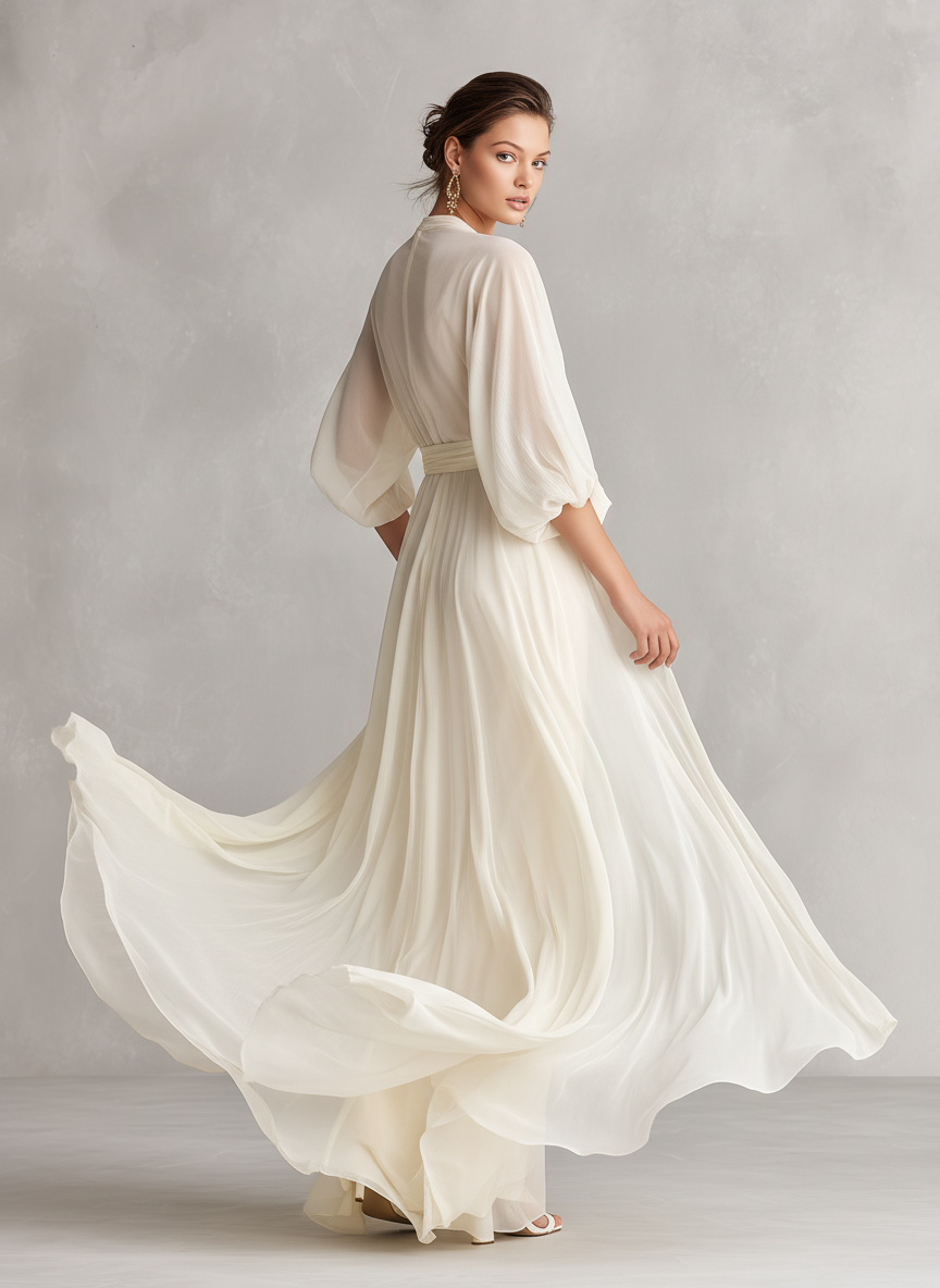 Marieke | Robe longue en mousseline drapée