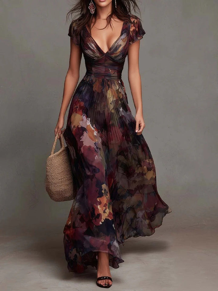 Milou | Robe longue plissée à imprimé floral