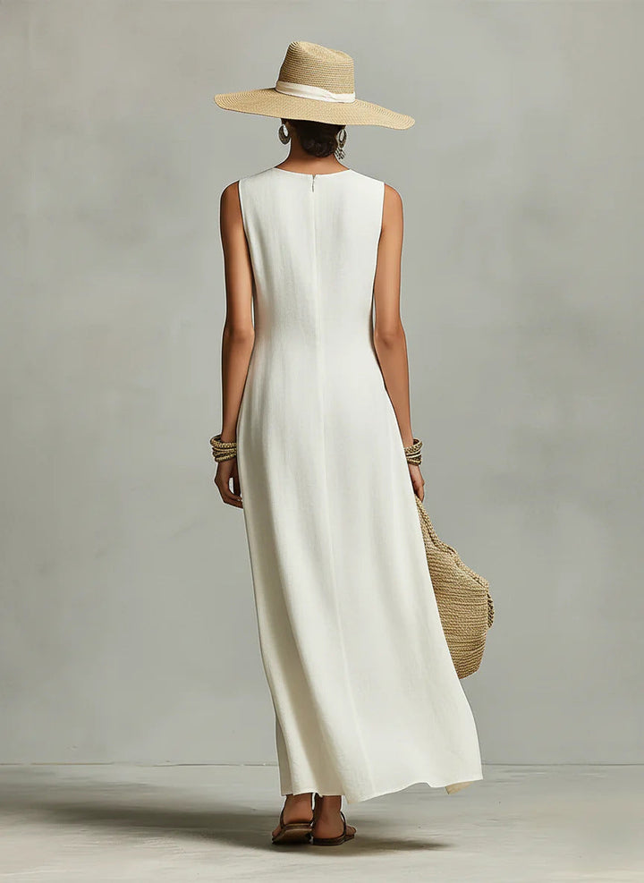 Cato | Drapiertes asymmetrisches Maxikleid