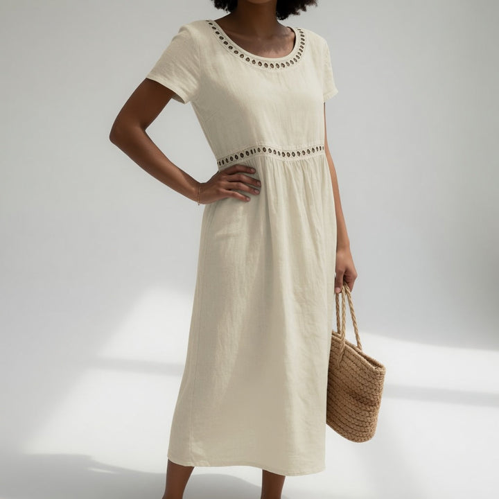 Hester | Robe midi en coton avec broderie