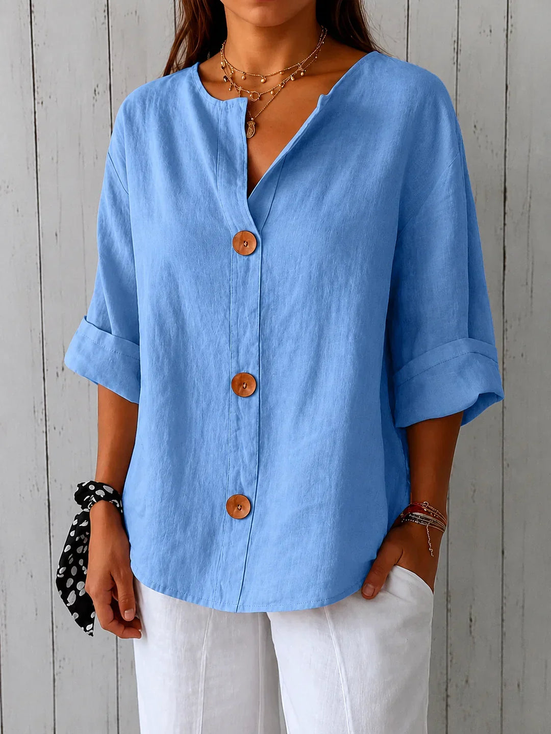 Rozemarijn | Blouse en lin boutonnée