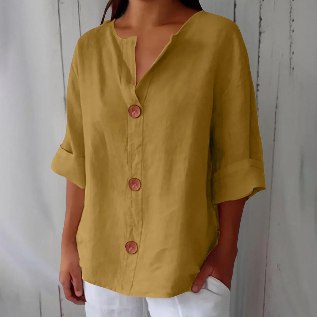 Rozemarijn | Blouse en lin boutonnée