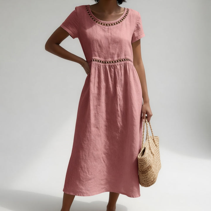 Hester | Robe midi en coton avec broderie