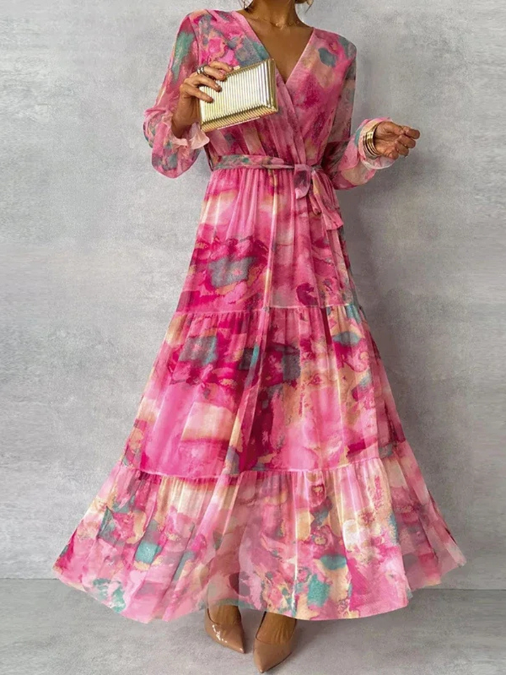 Elin | Vestido comprido de chiffon com camadas