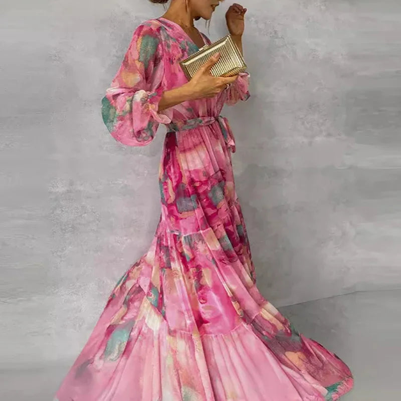 Elin | Vestido comprido de chiffon com camadas