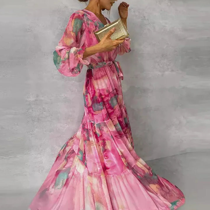 Elin | Vestido comprido de chiffon com camadas