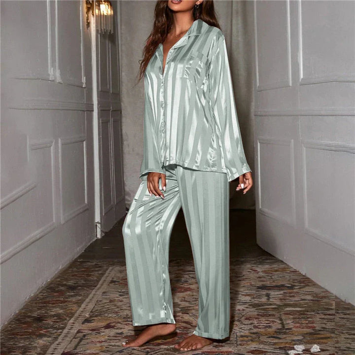 Hiske | Striped Satin Two-Piece Set