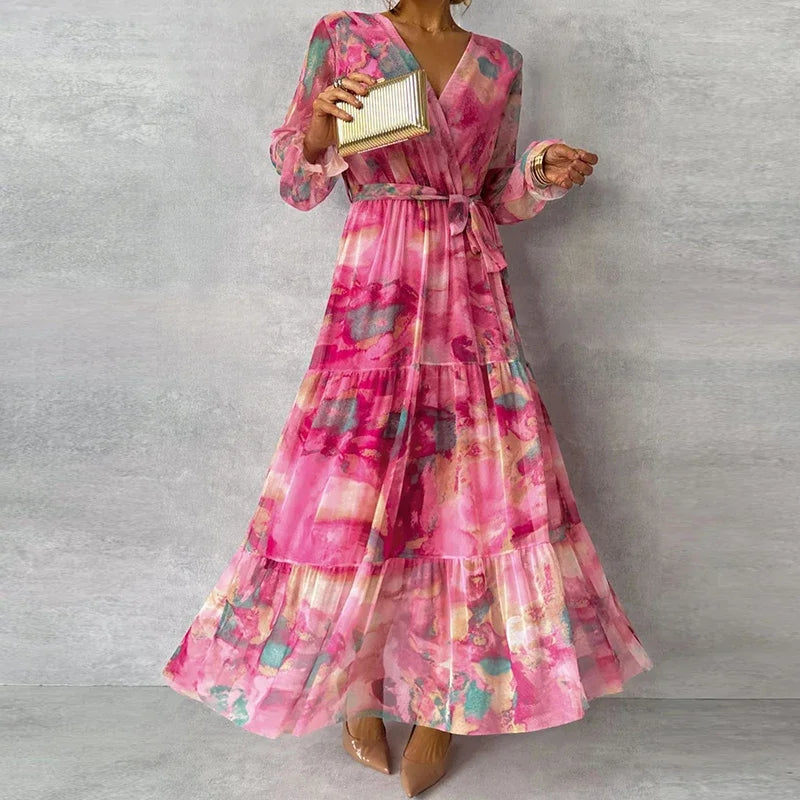 Elin | Vestido comprido de chiffon com camadas