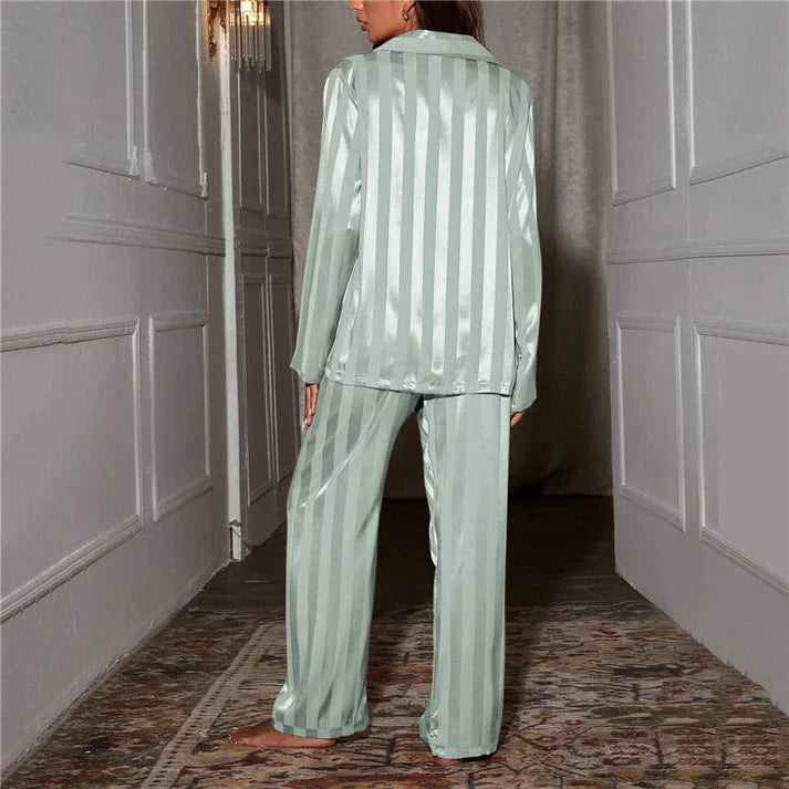 Hiske | Striped Satin Two-Piece Set