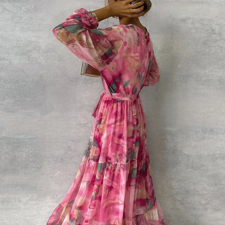 Elin | Vestido comprido de chiffon com camadas
