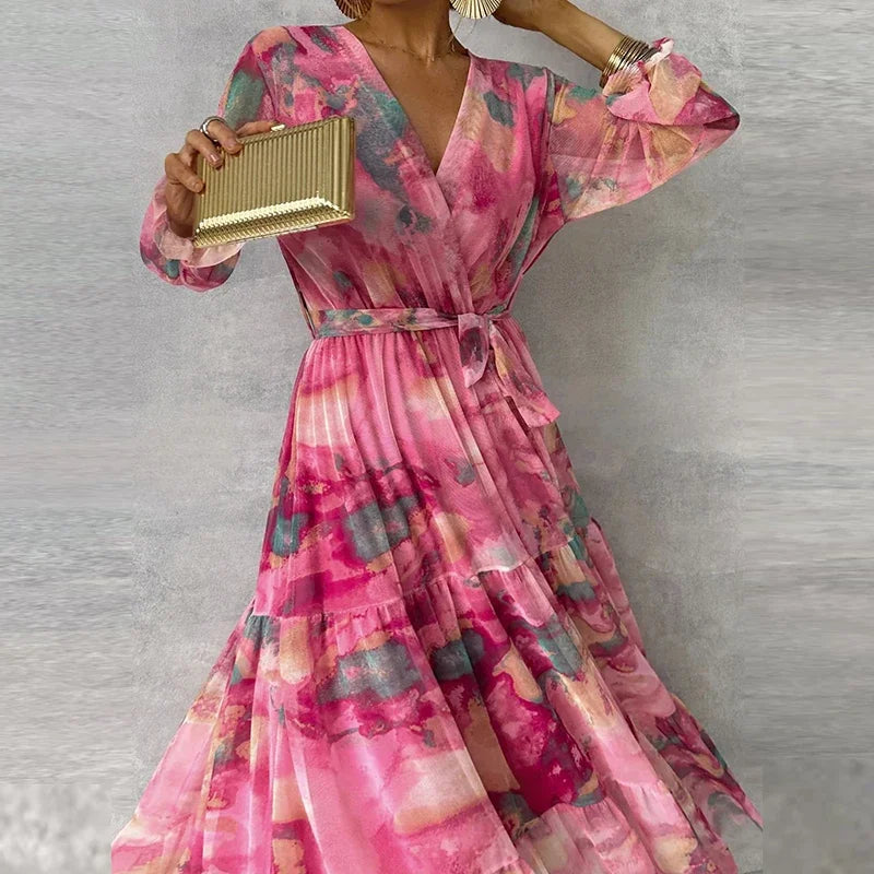 Elin | Vestido comprido de chiffon com camadas