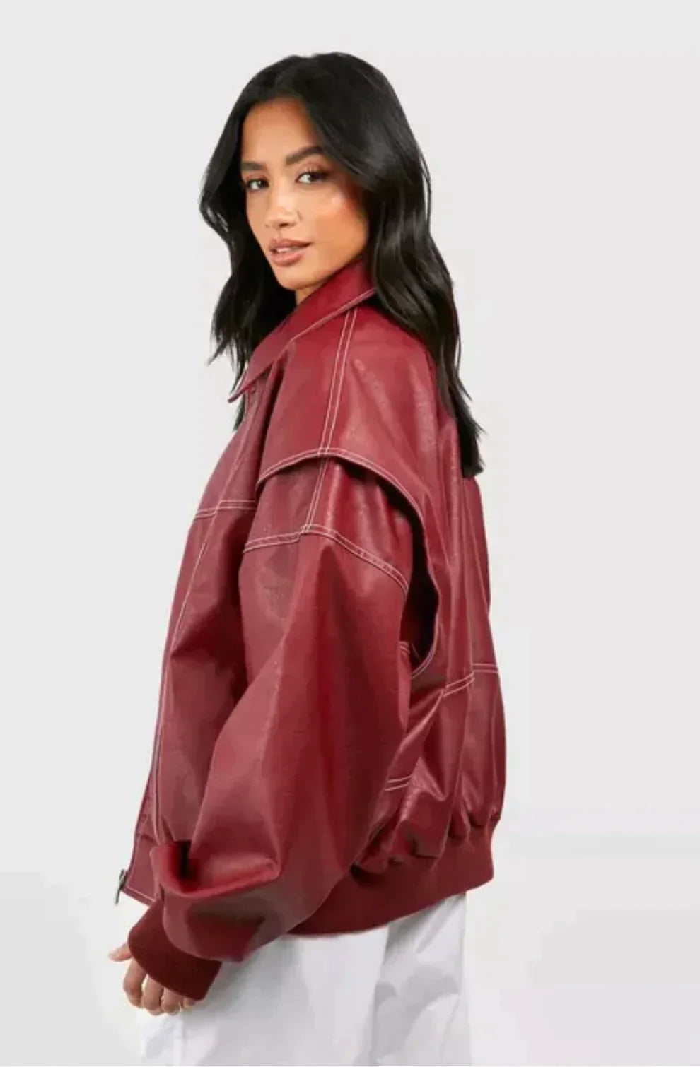 Veerle | Oversized-Bomberjacke aus Kunstleder