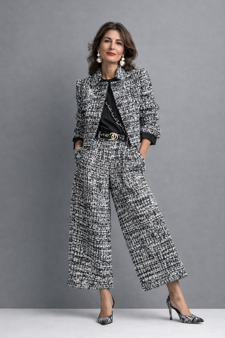 Jantine | Conjunto coordenado com textura de tweed