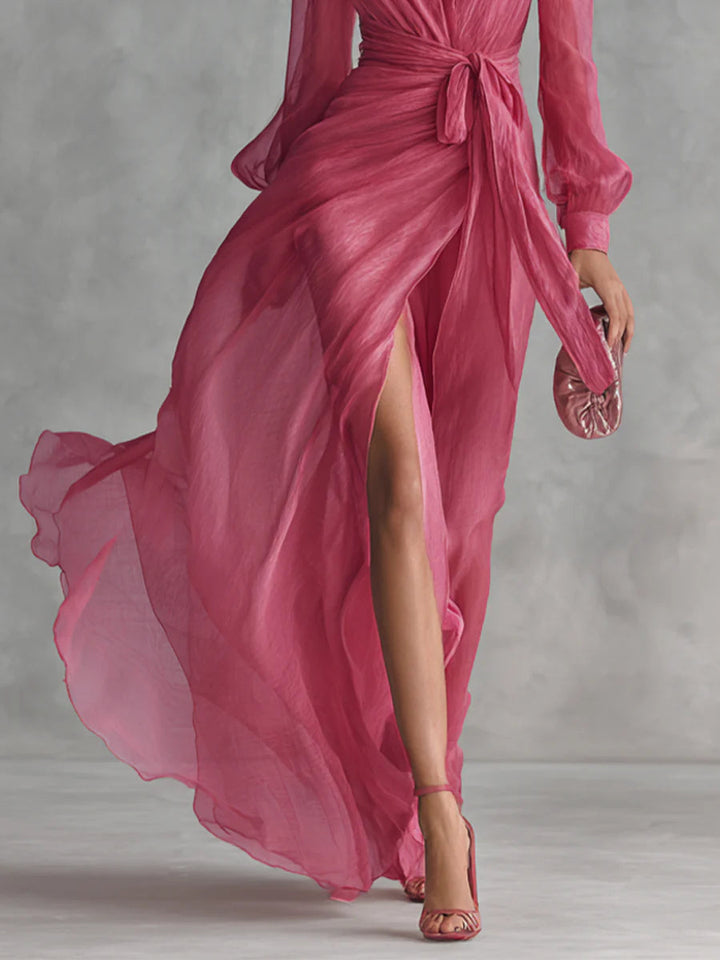 Wende | Chiffon Maxi-jurk met Wikkelceintuur
