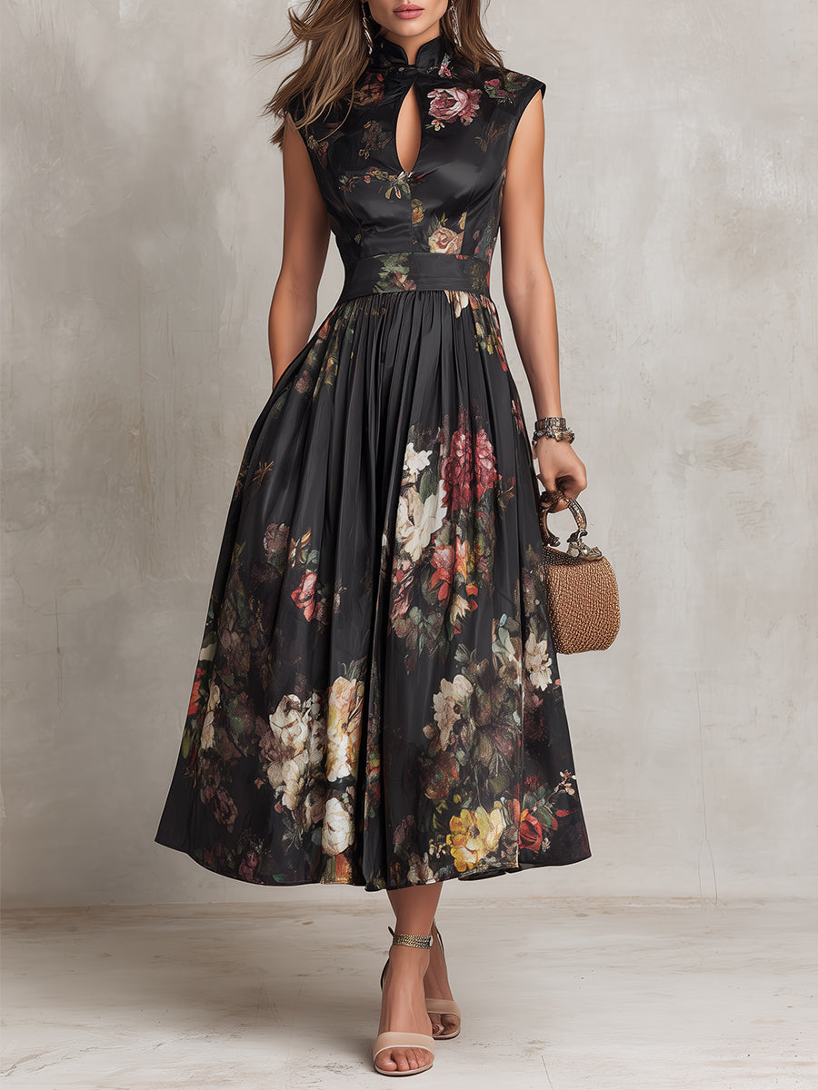 Saskia | Robe midi plissée en satin
