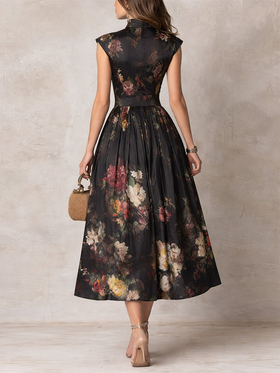 Saskia | Robe midi plissée en satin