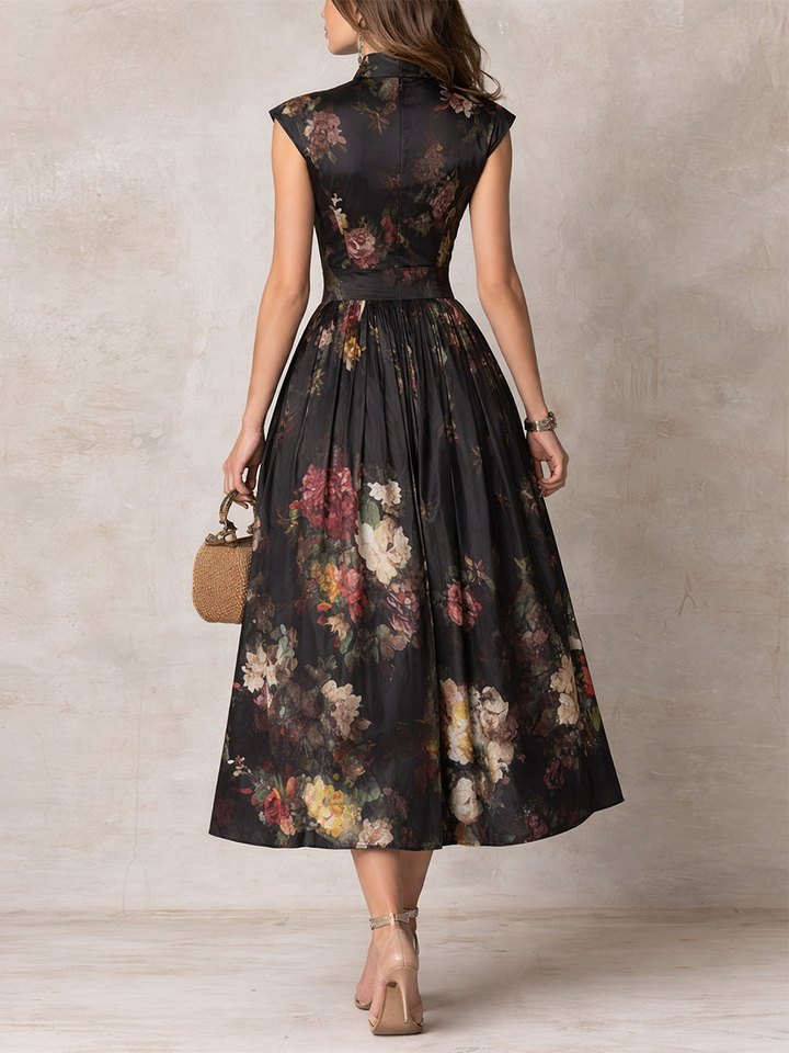 Saskia | Robe midi plissée en satin