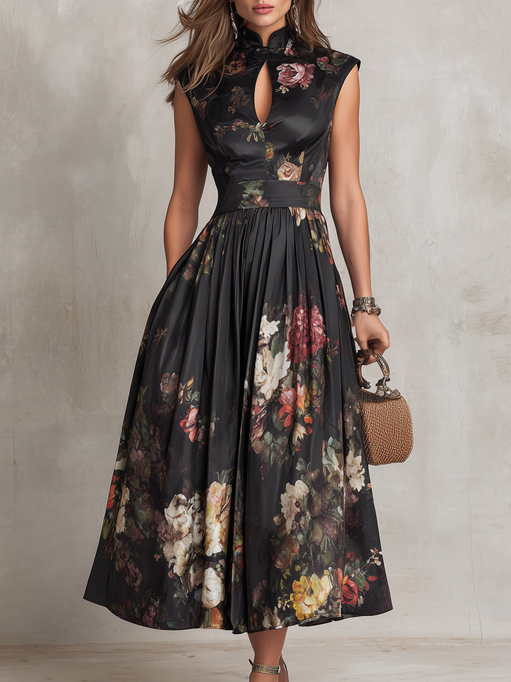 Saskia | Robe midi plissée en satin