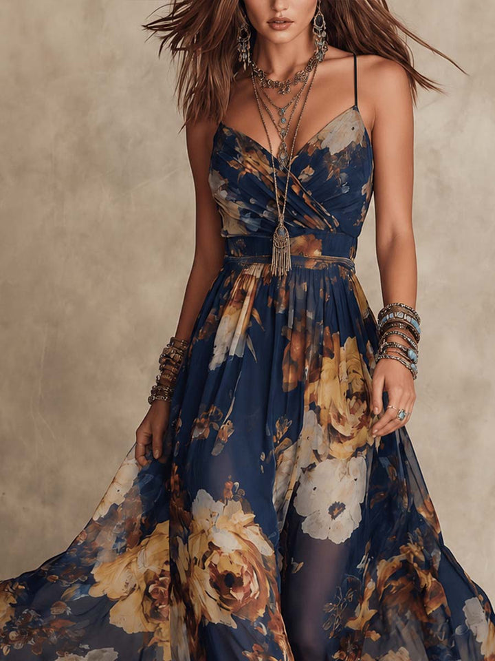 Cato | Vestido maxi de chiffon com flores