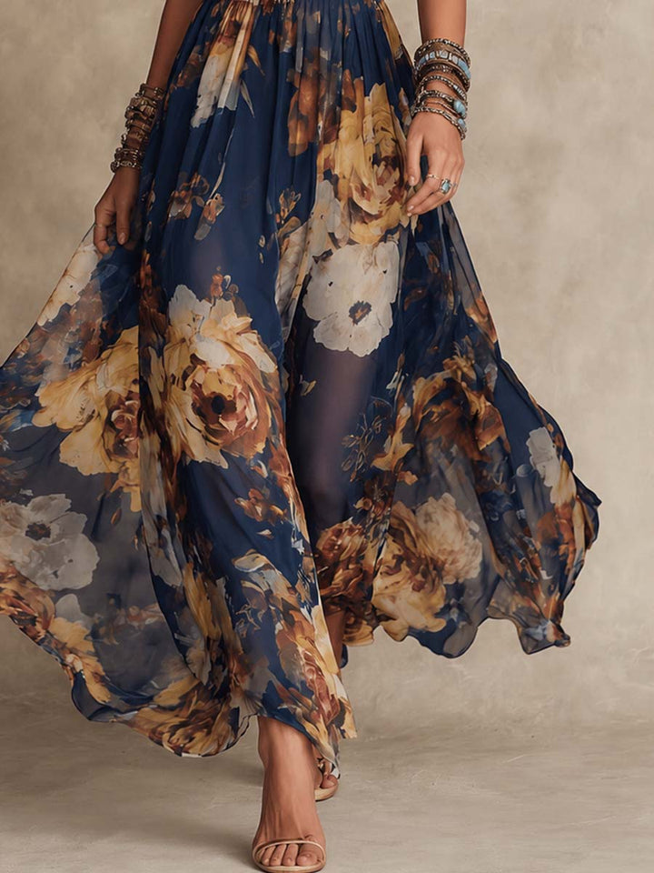 Cato | Vestido maxi de chiffon com flores