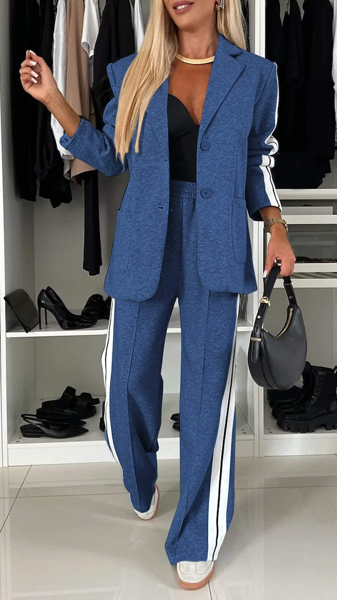 Geeske | Pantalon large avec bande sportive