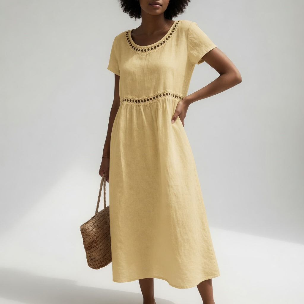 Hester | Robe midi en coton avec broderie