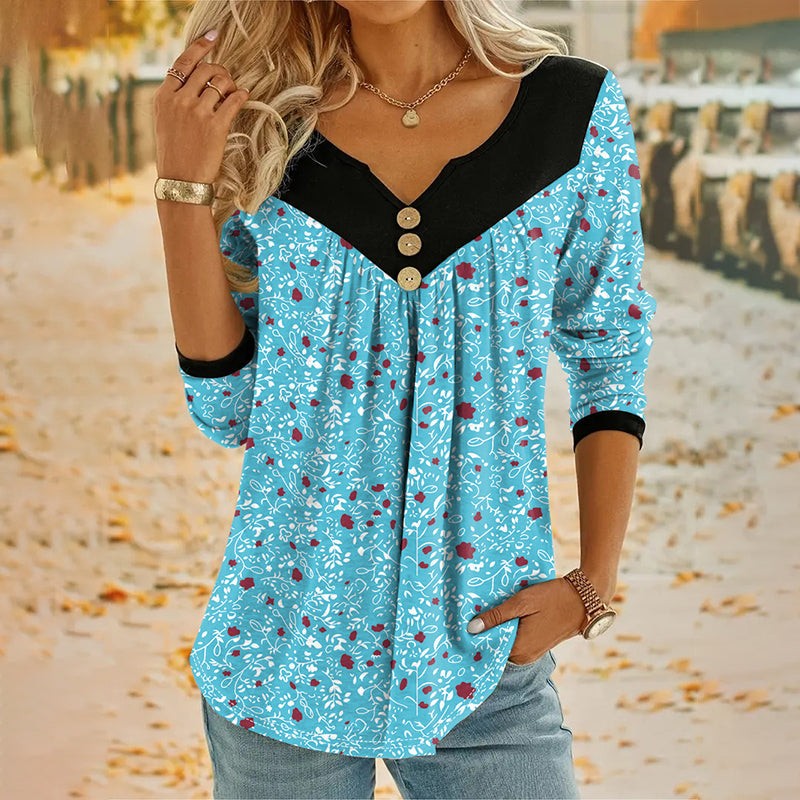 Mila | Vintage bloemenprint T-shirt met V-hals